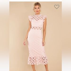 Pink crochet midi dress
